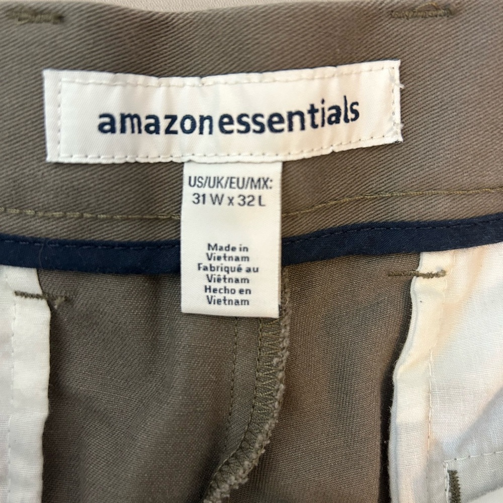 Amazon Essentials Men's Olive Green Flat Front Ch… - image 4